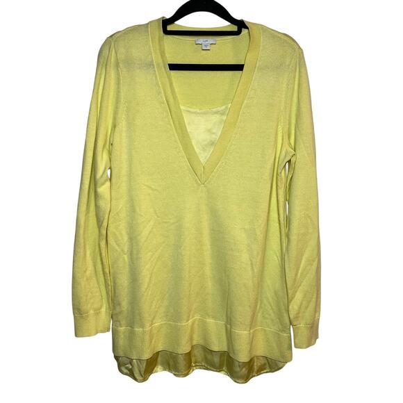 J Jill V-Neck Knit Sweater Tunic Butter Yellow Sz Xs Minimalist Business Casual - Picture 2 of 9